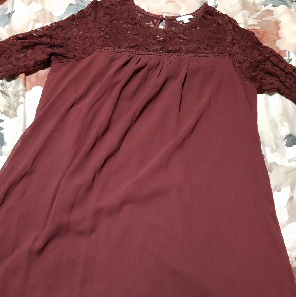 SOLD 1XL Burgundy Maroon Lace Dress